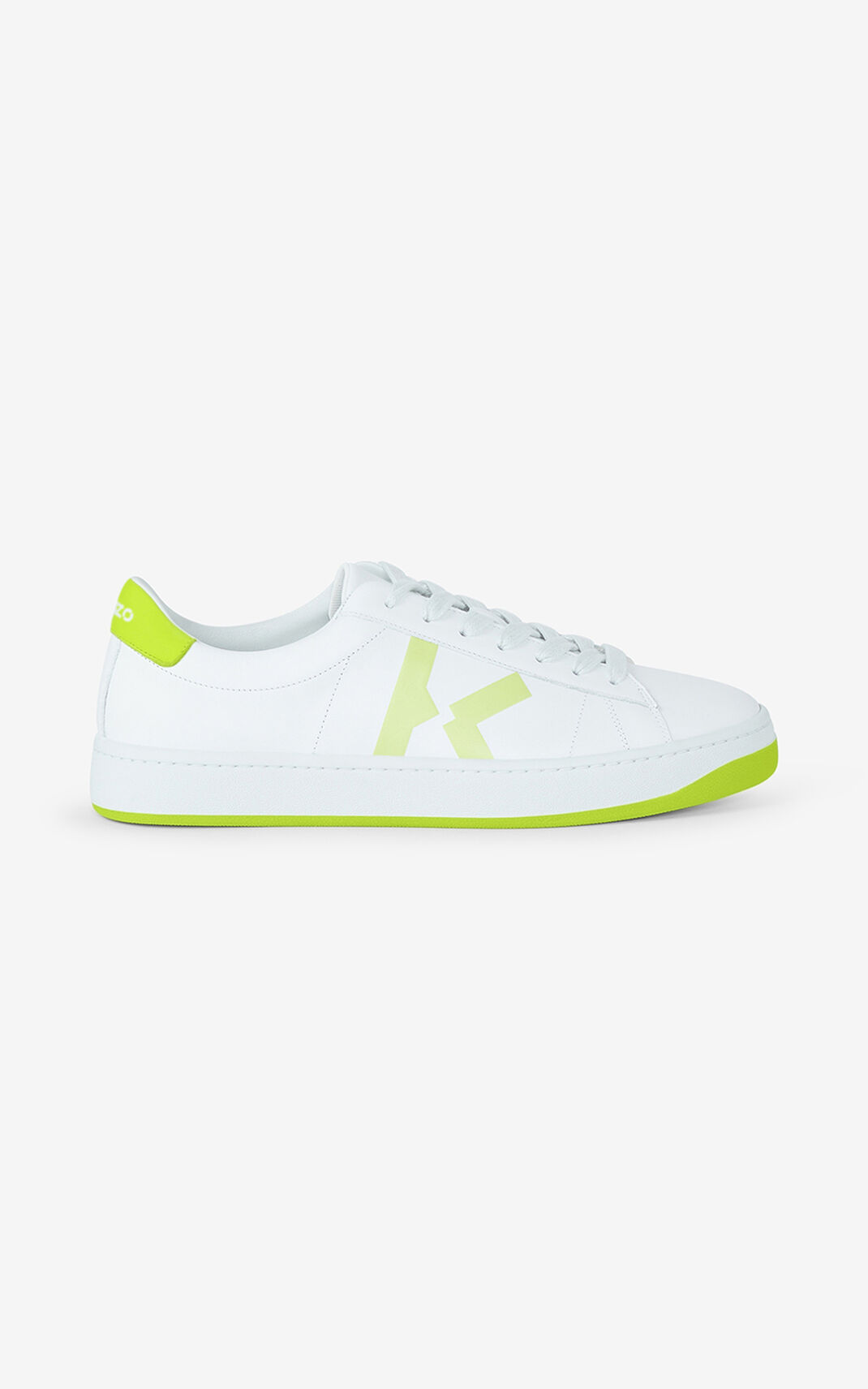 Kenzo Cuero Kourt K Logo Zapatillas Hombre Blancas | 0581293-DR